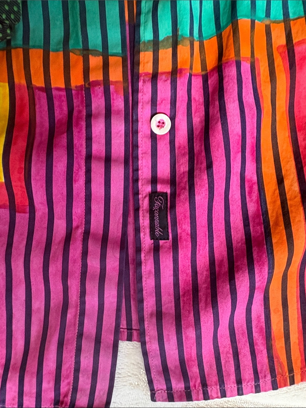 Faconnable Multicolor Geometric Stripe Button-Up - Picture 8 of 10